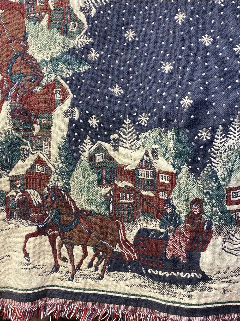 American Sleigh Ride, Christmas Tapestry Throw Blanket, 70 x 50, Goodwin Weavers - Picture 3 of 8